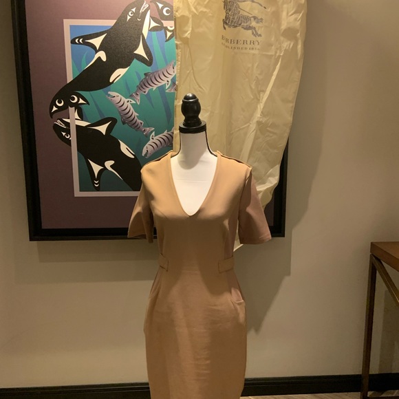 Burberry camel jersey fitted dress - Picture 1 of 7